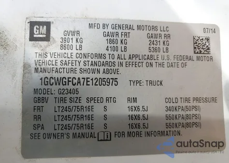 2014 Chevrolet Express 2500 Work Van from USA, damaged, VIN 1GCWGFCA7E1205975